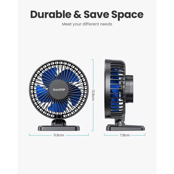 Gaiatop USB Desk Fan Small But Powerful Portable Quiet 3 Speeds Wind Desktop Personal Fan Adjustment Mini Fan Table Fan for Better Cooling Home Office Car Indoor OutdoorPinkBlue