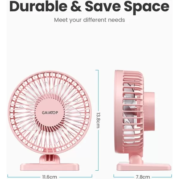 Gaiatop USB Desk Fan Small But Powerful Portable Quiet 3 Speeds Wind Desktop Personal Fan Adjustment Mini Fan Table Fan for Better Cooling Home Office Car Indoor OutdoorPinkPink