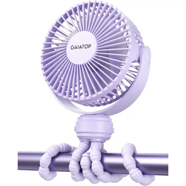 Gaiatop Mini Portable Stroller Fan Battery Operated Small Clip on Fan Detachable 3 Speed Rechargeable 360 Rotate Flexible Tripod Handheld Desk Cooling Fan for Car Seat Crib Treadmill Travel Pinkpurple