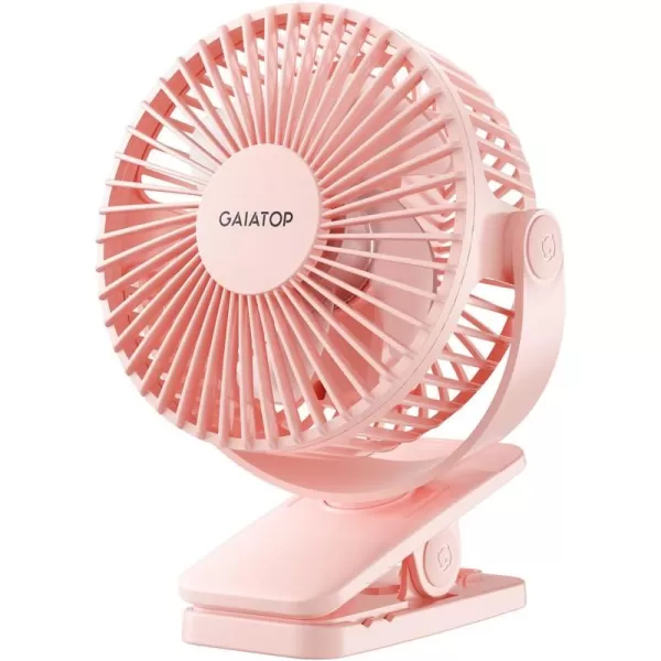 Gaiatop Portable Clip on Fan Battery Operated Small Powerful USB Desk Fan 3 Speed Quiet Rechargeable Mini Table Fan 360 Rotate Personal Cooling Fan for Home Office Stroller Camping Black Bluepink