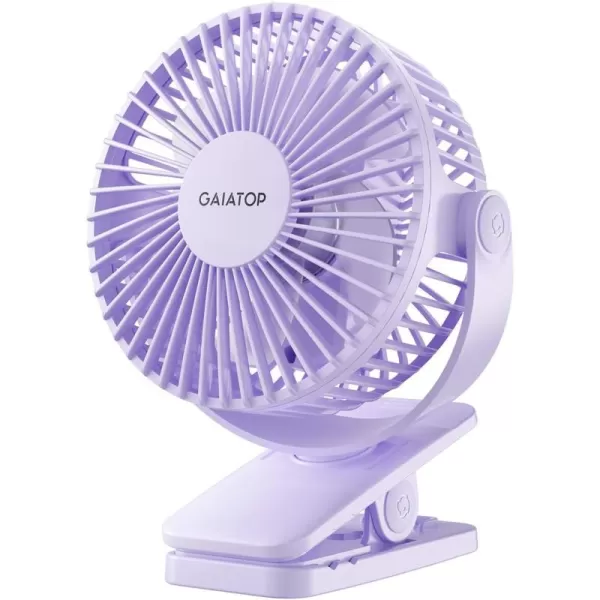 Gaiatop Portable Clip on Fan Battery Operated Small Powerful USB Desk Fan 3 Speed Quiet Rechargeable Mini Table Fan 360 Rotate Personal Cooling Fan for Home Office Stroller Camping Black Bluelight purple