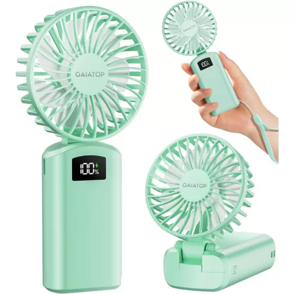 Gaiatop Portable Handheld Fan 180 Foldable Desk Fan 3 Speed Personal Mini Hand Fan 2000mAh Powerful Rechargeable Small Fan with Digital Display USB Personal Fan for Office Outdoor MakeupPinkGreen