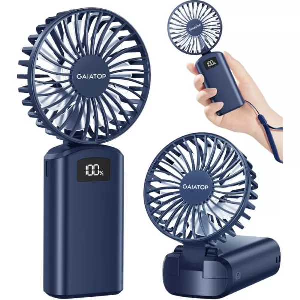 Gaiatop Portable Handheld Fan 180 Foldable Desk Fan 3 Speed Personal Mini Hand Fan 2000mAh Powerful Rechargeable Small Fan with Digital Display USB Personal Fan for Office Outdoor MakeupPinkNavy Bule