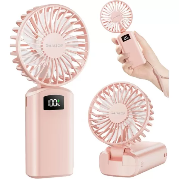 Gaiatop Portable Handheld Fan 180 Foldable Desk Fan 3 Speed Personal Mini Hand Fan 2000mAh Powerful Rechargeable Small Fan with Digital Display USB Personal Fan for Office Outdoor MakeupPinkPink