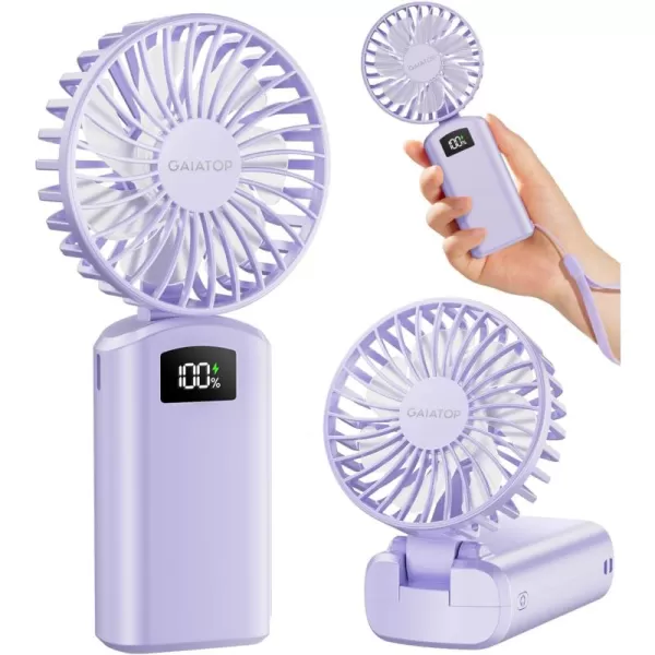 Gaiatop Portable Handheld Fan 180 Foldable Desk Fan 3 Speed Personal Mini Hand Fan 2000mAh Powerful Rechargeable Small Fan with Digital Display USB Personal Fan for Office Outdoor MakeupPinkPurple