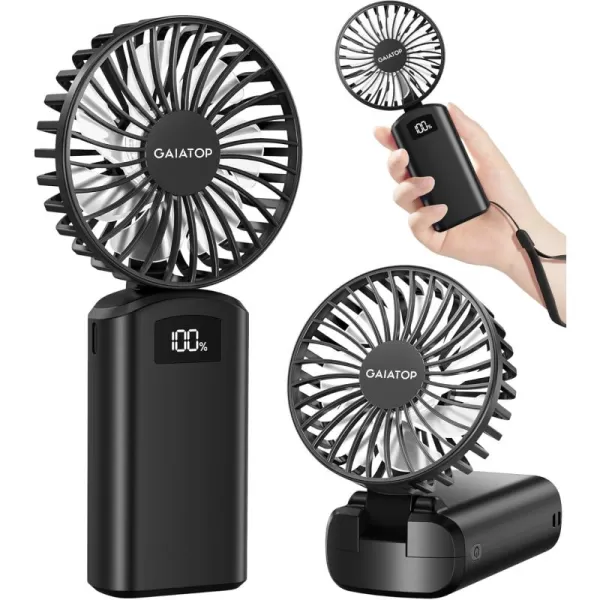 Gaiatop Portable Handheld Fan 180 Foldable Desk Fan 3 Speed Personal Mini Hand Fan 2000mAh Powerful Rechargeable Small Fan with Digital Display USB Personal Fan for Office Outdoor MakeupPinkBlack