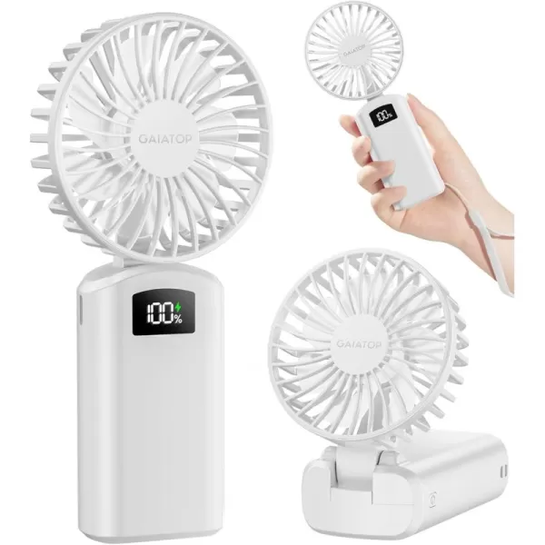 Gaiatop Portable Handheld Fan 180 Foldable Desk Fan 3 Speed Personal Mini Hand Fan 2000mAh Powerful Rechargeable Small Fan with Digital Display USB Personal Fan for Office Outdoor MakeupPinkWhite