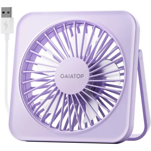 Gaiatop USB Desk Fan 5 Inch Personal Fan Small Portable Table Fan with 180 Tilt Folding and 3 Speeds Strong Wind Ultra Quiet Personal Cooling Fan For Office Home Bedroom Desktop TravelPurple