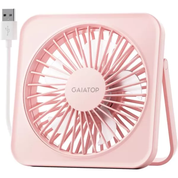 Gaiatop USB Desk Fan 5 Inch Personal Fan Small Portable Table Fan with 180 Tilt Folding and 3 Speeds Strong Wind Ultra Quiet Personal Cooling Fan For Office Home Bedroom Desktop TravelPink