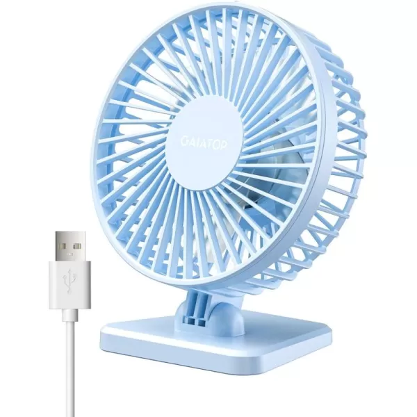 Gaiatop USB Desk Fan Small But Powerful Portable Quiet 3 Speeds Wind Desktop Personal Fan Adjustment Mini Fan Table Fan for Better Cooling Home Office Car Indoor OutdoorPinkLight blue