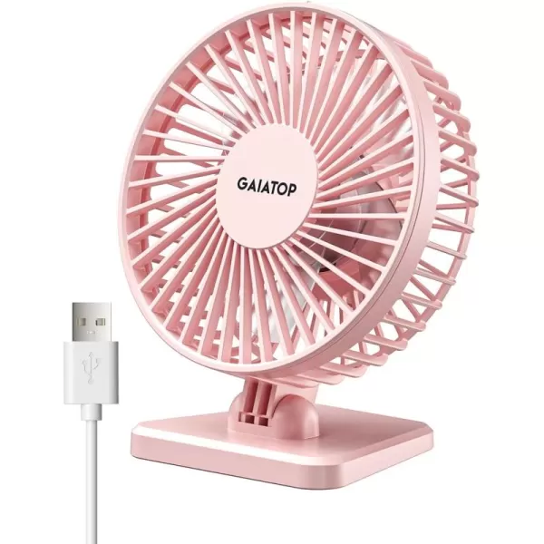 Gaiatop USB Desk Fan Small But Powerful Portable Quiet 3 Speeds Wind Desktop Personal Fan Adjustment Mini Fan Table Fan for Better Cooling Home Office Car Indoor OutdoorPinkPink