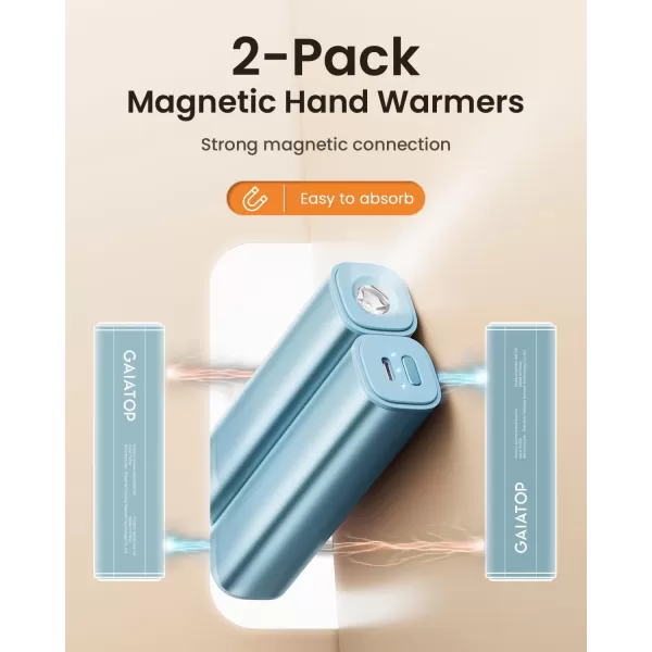 GAIATOP Hand Warmers Rechargeable 2 Pack Magnetic Electric Hand Warmer Flashlight 8000mAh Warm 12 Hrs Portable Pocket Heating USBC Handwarmers Hunting Golf Raynauds Arthritis Hiking Gift