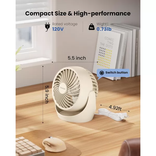 Gaiatop Air Circulator Fan Portable Desk Fan Table Fan Dorm Fan 5Inch Small Fan 3 Speed with 360 Adjustable Tilt EnergySaving Quiet Fan for Home Office Bedside Bedroom BathroomBeige