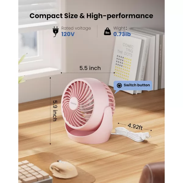 Gaiatop Air Circulator Fan Portable Desk Fan Table Fan Dorm Fan 5Inch Small Fan 3 Speed with 360 Adjustable Tilt EnergySaving Quiet Fan for Home Office Bedside Bedroom BathroomPink