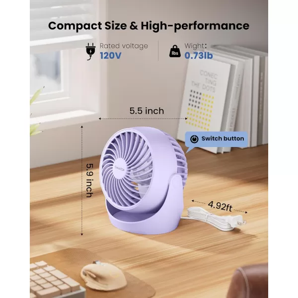 Gaiatop Air Circulator Fan Portable Desk Fan Table Fan Dorm Fan 5Inch Small Fan 3 Speed with 360 Adjustable Tilt EnergySaving Quiet Fan for Home Office Bedside Bedroom BathroomPurple