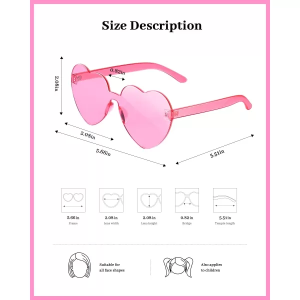 Gaiatop Heart Sunglasses for Women Candy Color Transparent Rimless Heart Glasses for Girls Cute Heart Shaped SunglassesHeart Pink