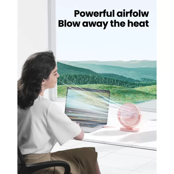 Gaiatop USB Desk Fan 3 Speeds Powerful Portable Fan 55 Inch Quiet Cooling Mini Fan 90 Rotate Small Table Fan with 5ft Cable Personal Fan for Desktop Home Office Travel BlackPink