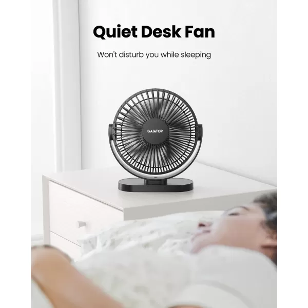 Gaiatop USB Desk Fan 3 Speeds Powerful Portable Fan 55 Inch Quiet Cooling Mini Fan 90 Rotate Small Table Fan with 5ft Cable Personal Fan for Desktop Home Office Travel BlackBlack