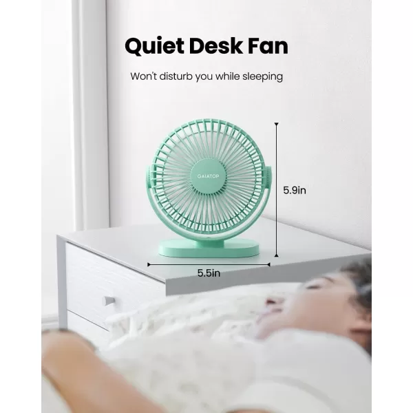 Gaiatop USB Desk Fan 3 Speeds Powerful Portable Fan 55 Inch Quiet Cooling Mini Fan 90 Rotate Small Table Fan with 5ft Cable Personal Fan for Desktop Home Office Travel BlackGreen