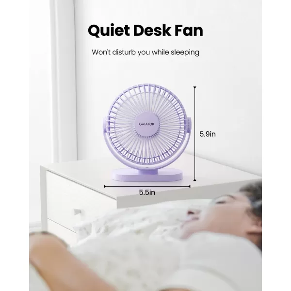 Gaiatop USB Desk Fan 3 Speeds Powerful Portable Fan 55 Inch Quiet Cooling Mini Fan 90 Rotate Small Table Fan with 5ft Cable Personal Fan for Desktop Home Office Travel BlackPurple