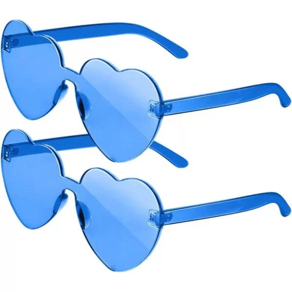 Gaiatop Heart Sunglasses for Women Candy Color Transparent Rimless Heart Glasses for Girls Cute Heart Shaped SunglassesHeart Blue