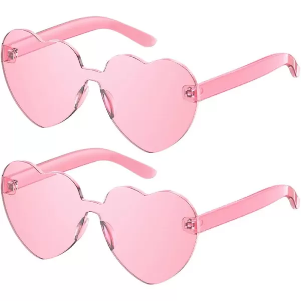 Gaiatop Heart Sunglasses for Women Candy Color Transparent Rimless Heart Glasses for Girls Cute Heart Shaped SunglassesHeart Pink