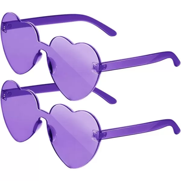 Gaiatop Heart Sunglasses for Women Candy Color Transparent Rimless Heart Glasses for Girls Cute Heart Shaped SunglassesHeart Purple