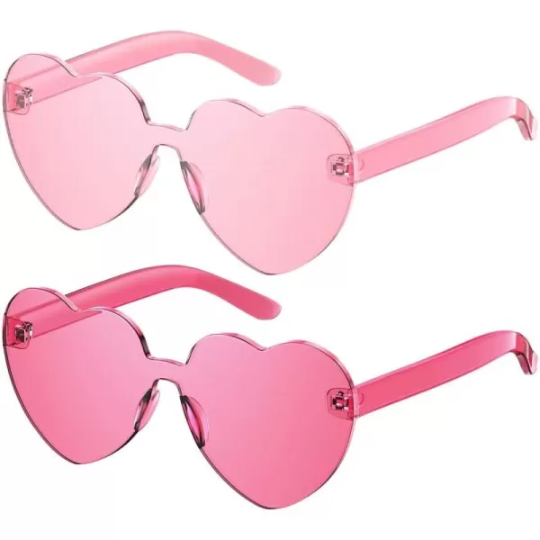 Gaiatop Heart Sunglasses for Women Candy Color Transparent Rimless Heart Glasses for Girls Cute Heart Shaped SunglassesHeart Rose