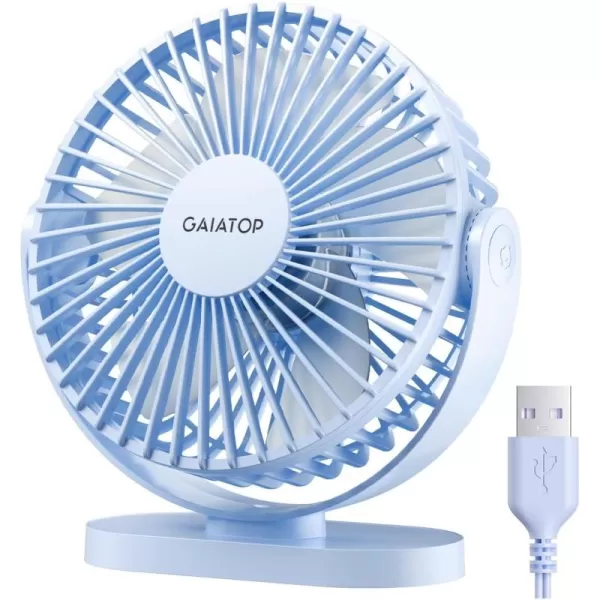 Gaiatop USB Desk Fan 3 Speeds Powerful Portable Fan 55 Inch Quiet Cooling Mini Fan 90 Rotate Small Table Fan with 5ft Cable Personal Fan for Desktop Home Office Travel BlackBlue