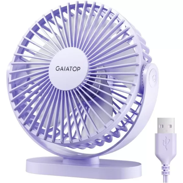 Gaiatop USB Desk Fan 3 Speeds Powerful Portable Fan 55 Inch Quiet Cooling Mini Fan 90 Rotate Small Table Fan with 5ft Cable Personal Fan for Desktop Home Office Travel BlackPurple