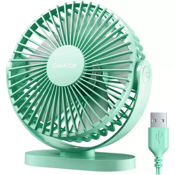 Gaiatop USB Desk Fan 3 Speeds Powerful Portable Fan 55 Inch Quiet Cooling Mini Fan 90 Rotate Small Table Fan with 5ft Cable Personal Fan for Desktop Home Office Travel BlackGreen