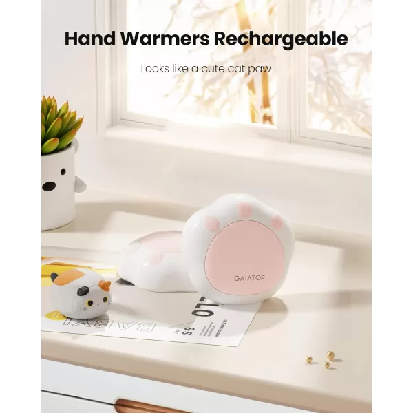 Gaiatop Hand Warmers Rechargeable 2 Pack Cute Cat Paw Shaped 3 Levels 4000 mAh Electric Hand Warmer Reusable Portable Pocket Hot Hands Heater Gifts for Women Men Raynauds Hunting CampingWhite