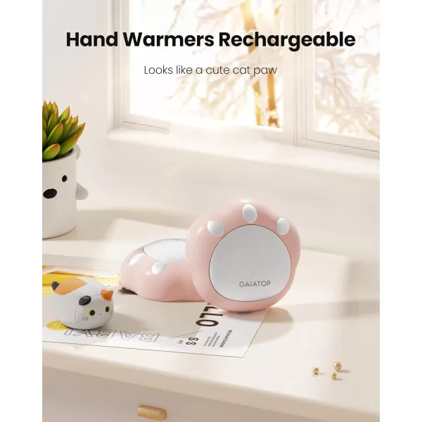 Gaiatop Hand Warmers Rechargeable 2 Pack Cute Cat Paw Shaped 3 Levels 4000 mAh Electric Hand Warmer Reusable Portable Pocket Hot Hands Heater Gifts for Women Men Raynauds Hunting CampingPink