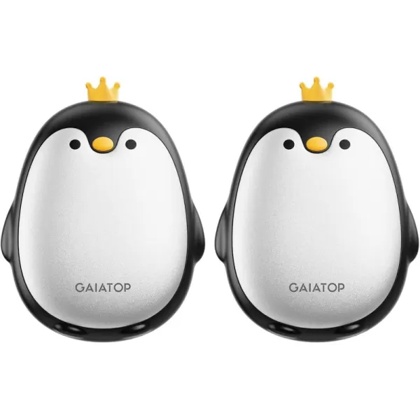 Gaiatop Hand Warmers Rechargeable 2 Pack 3 Settings Portable Electric Hand Warmer Reusable Pocket Hot Hands Heater Cute Penguin Shape Gifts for Women Men Camping Hunting GolfBlack