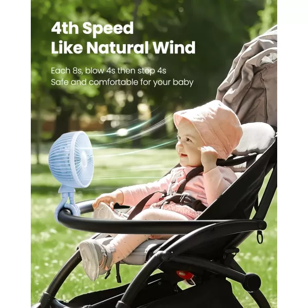 Gaiatop Baby Stroller Fan 4000mAh Oscillating Mini Portable Fan with Light 4 Speeds Battery Operated Small Handheld Desk Fan 360 Rotate Flexible Tripod Clip On Fan for Car Seat Crib Travel PinkBlue