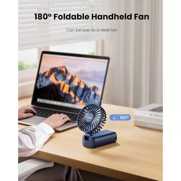 Gaiatop Portable Handheld Fan 180 Foldable Desk Fan 3 Speed Personal Mini Hand Fan 2000mAh Powerful Rechargeable Small Fan with Digital Display USB Personal Fan for Office Outdoor MakeupPinkNavy Bule