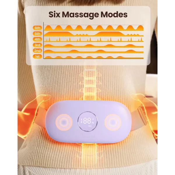 imageGaiatop Portable Heating Pad for Period Cramps 5000mAh Cordless Menstrual Heating Pad with 3 Heat Levels and 6 Massage Modes 5S Fast Heat Pad Relief Period Heating Pad for Women GirlPinkPurple
