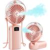 imageGaiatop Portable Misting Fan 180 Foldable Handheld 3 Speeds USB Rechargeable Spray Water Mist with LED Digital Display Personal Cooling Mini Hand Fans for Travel Hiking Concert Outdoor BlackPink