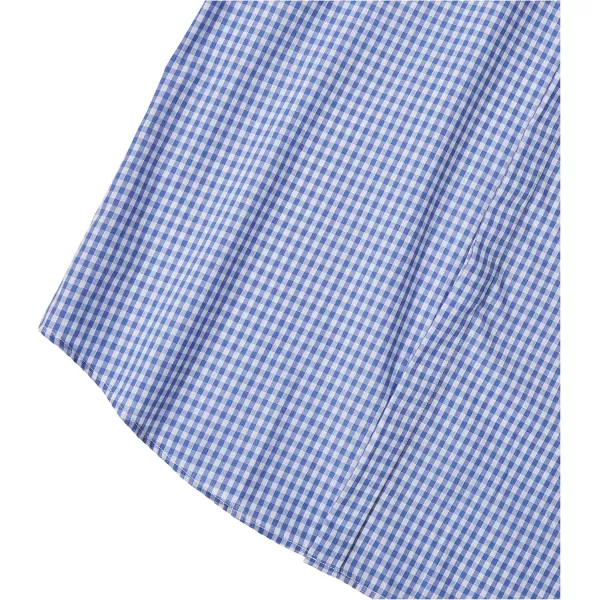 STACY ADAMS Mens Big and Tall Gingham Check Dress ShirtBlue
