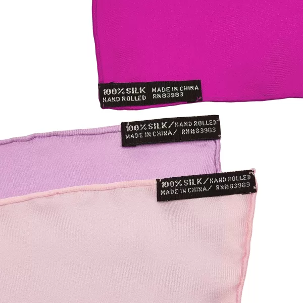 STACY ADAMS mens 100 Silk Hand Rolled 17quotx 17quot Pocket Square Three Piece SetHandkerchiefLilacpinkfushia
