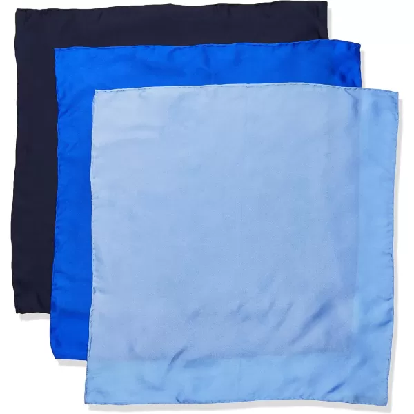 STACY ADAMS mens 100 Silk Hand Rolled 17quotx 17quot Pocket Square Three Piece SetHandkerchiefNavyRoyalPowder