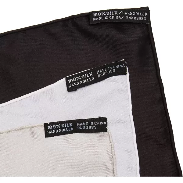 STACY ADAMS mens 100 Silk Hand Rolled 17quotx 17quot Pocket Square Three Piece SetHandkerchiefWhiteBlackSilver
