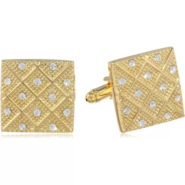 Stacy Adams Mens Gold Cuff Link and Tie Bar With Crystals Set