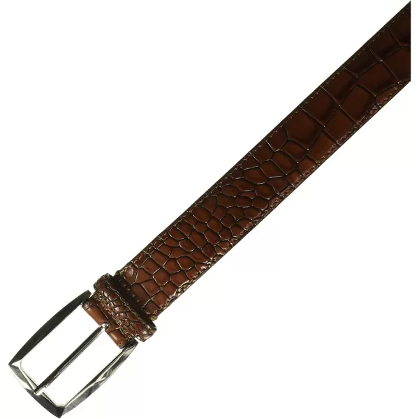 Stacy Adams Mens Ozzie Croc Embossed BeltCognac