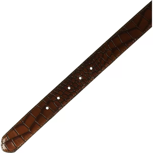 Stacy Adams Mens Ozzie Croc Embossed BeltCognac