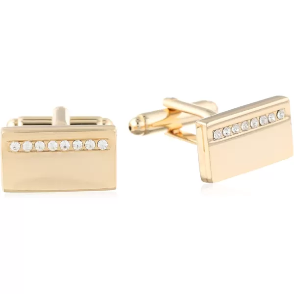 Stacy Adams Mens Polished Gold Cuff Link ampamp Tie Bar Wcrys Strip Set