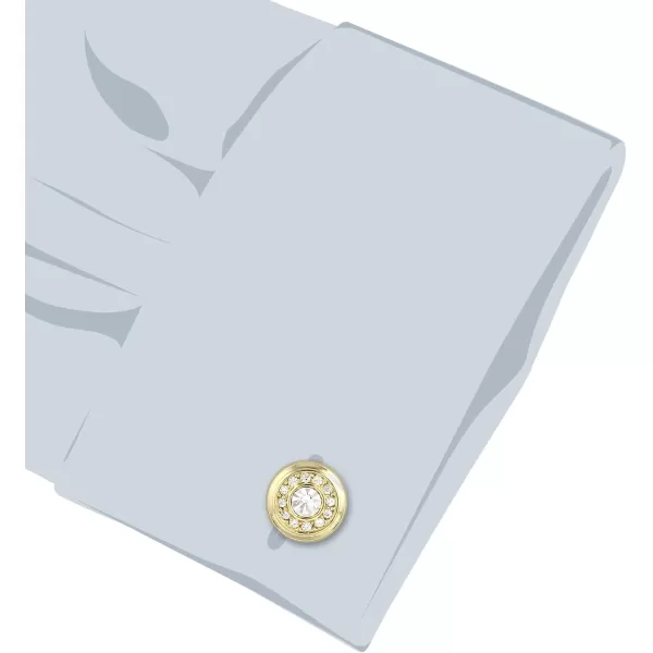 Stacy Adams Mens Round Gold Cuff Link WCrystals