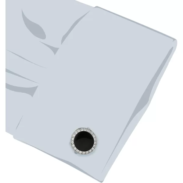 Stacy Adams Mens Round Silver Cuff Link Wblk Enamel ampamp Crystals