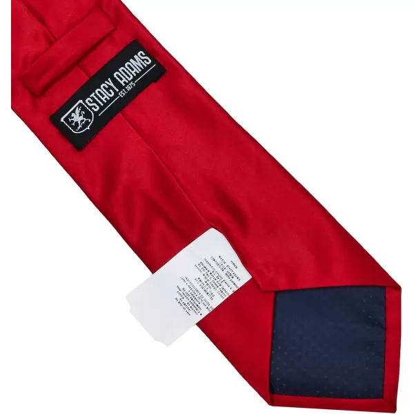 Stacy Adams Mens Satin solid Tie SetFire Red