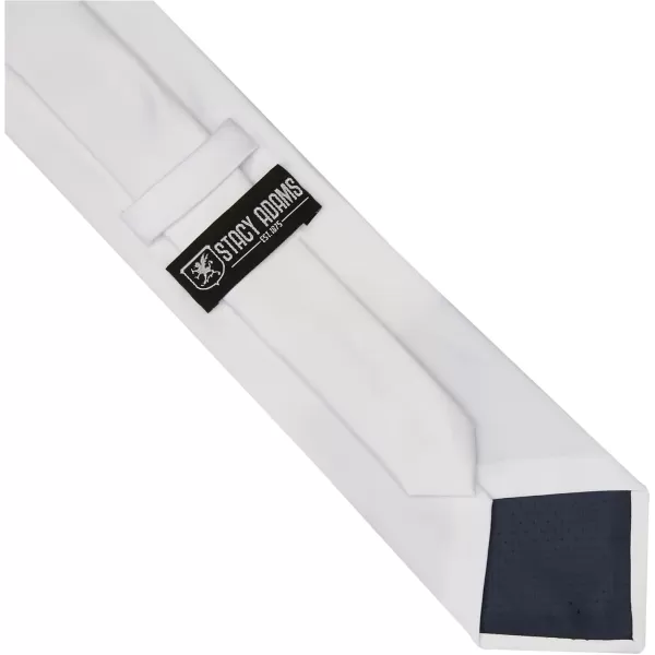 Stacy Adams Mens Satin solid Tie SetWhite
